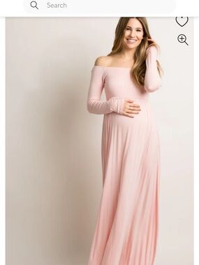 Off-Shoulder Blush Pink Maternity Maxi Dress